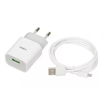 Virtalaturi iBOX C-41 USB 2A, 1 USB-portti, microUSB-kaapeli, valkoinen
