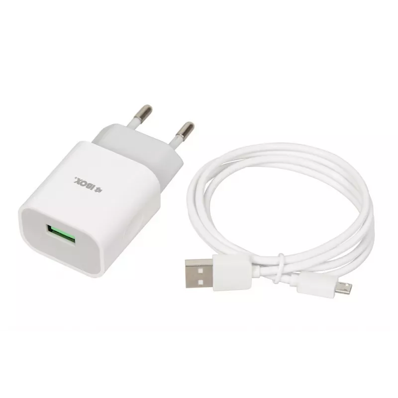 Virtalaturi iBOX C-41 USB 2A, 1 USB-portti, microUSB-kaapeli, valkoinen