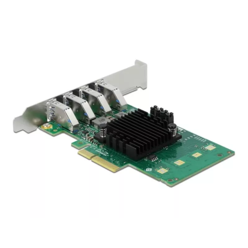 DeLOCK PCI Express x4 -kortti 4 x ulkoinen USB 3.0 Quad Channel - Low Profile -muototekijä