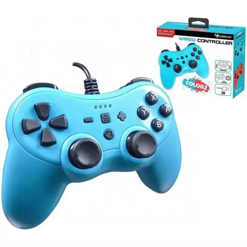 Johdollinen ohjain SUBSONIC SA5488-1 Neon Blue — Nintendo Switchille, johdollinen liitäntä