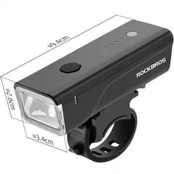 Rockbros pyöränvalo + USB-C - USB-A kaapeli 260 lm musta