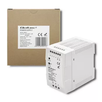 Qoltec 50914 DIN-kiskovirtalähde | 90W | 12V | 7,5A | valkoinen | ohut