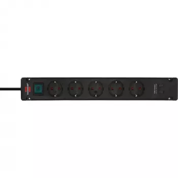 Brennenstuhl Bremounta jatkojohto, 5 pistorasiaa, 2x USB-C, 3 m, musta