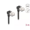 DeLOCK RJ45 verkkokaapeli Cat.6A S/FTP ohut 90° alaspäin kulma 3m musta