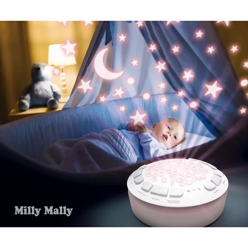 Pehmo-projektorilelu Milly Mally karhu 5656 pehmeällä valolla lastenhuoneeseen