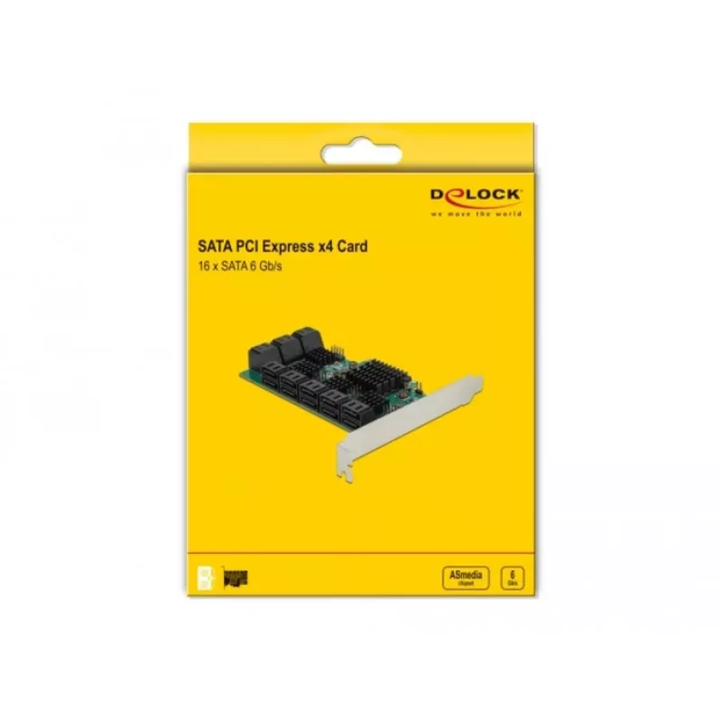 DeLOCK 16 portin SATA PCI Express x4 -kortti 6 Gbit/s vihreä harmaa