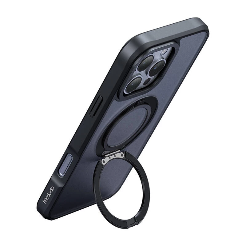McDodo PC-4932 suojakotelo iPhone 16 Pro sisäänrakennetulla jalustalla, musta