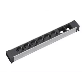 Jatkojohto 6 AC-pistorasiaa Bachmann 909.009 musta hopea