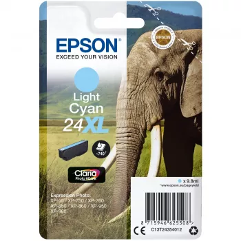 Epson Elephant yksittäispakkaus vaaleansyaani 24XL Claria Photo HD muste