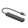 USB 3.2 Gen 2 5-in-1-moniporttikeskitin Vention CHOBB — 5 porttia (4× USB 3.2 Gen 2 Type-A, 1× USB 3.2 Gen 1 Type-A), 0,15 m, ABS, musta