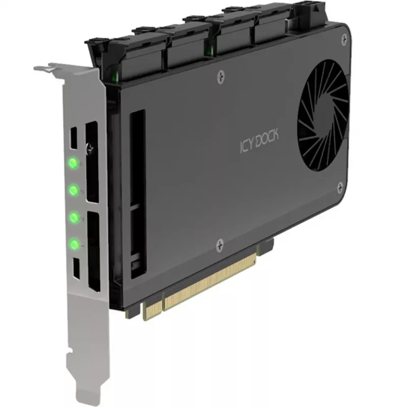 Sovitinkortti 4 x M.2 NVMe SSD Mobile Rack, Icy Dock MB204MP-B