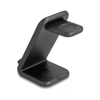DELOCK 66941 langaton laturi 3-in-1 älypuhelimelle älykellolle kuulokkeille USB Type-C 15 W sisäkäyttöön musta