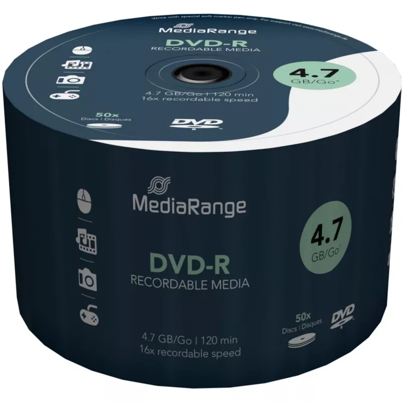 MediaRange - 50 x DVD-R - 4,7GB (120 min) 16x - spindeli (MR444)