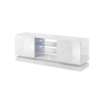 TV-taso cama meble QIU 160 — MDF valkoinen kiiltävä, 1600×420×570 mm