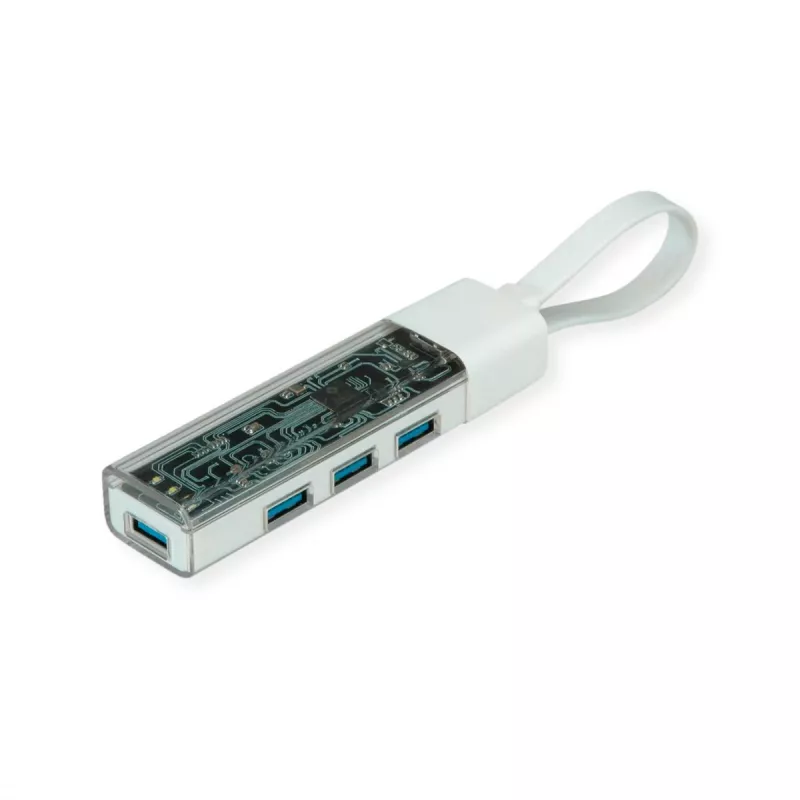 ROLINE mobiili USB 3.2 Gen 1 -keskitin, 4-porttinen, Type-A+C liitäntäkaapeli