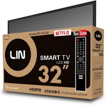 32 inch LIN 32D1700 SMART LED-TV, HD-Ready 1366x768, DVB-T2, Wi-Fi, 2×HDMI, 2×USB, 81,3 cm