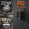 Virranjakaja MACLEAN MCE249 F/B – 2 AC-pistorasiaa (16A + 6A) ja 2×USB-A ja 2×USB-C PD 20W, EU-pistoke, musta