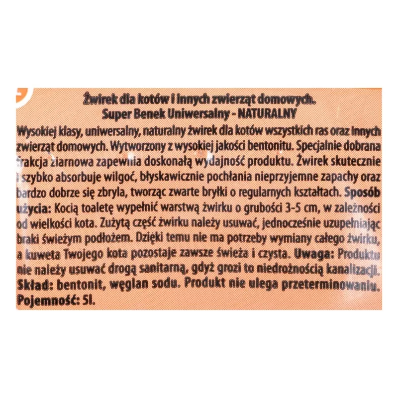 SUPER BENEK UNIVERSAL kissanhiekka bentoniitti rae luonnollinen 5 l