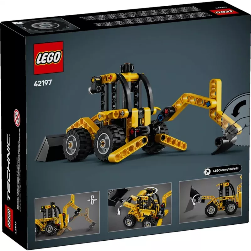 Rakennussarja LEGO Technic Backhoe Loader 42197 — nivelohjaus, toimiva kuormaaja, 104 osaa, suositeltu ikä 7+