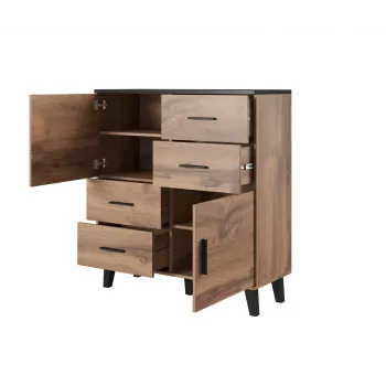 Cama sideboard LOTTA 110 2D4S wotan oak/mat musta