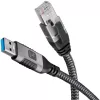Techly ICOC U3A-RJ45-010 USB-A–Gigabit Ethernet -sovitinkaapeli, 1 m, musta/hopea