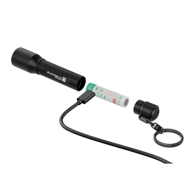 Ledlenser P3R musta taskulamppu — ladattava kompakti LED-avainperävalaisin