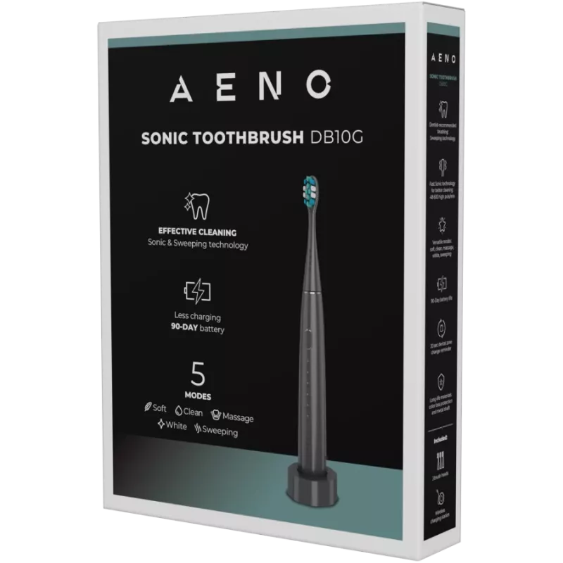 Langaton hammasharja, harmaa, 3 harjaspäätä, 1400mAh, toiminnot: hellävarainen, puhdistus, hieronta, valkoinen, Sweep