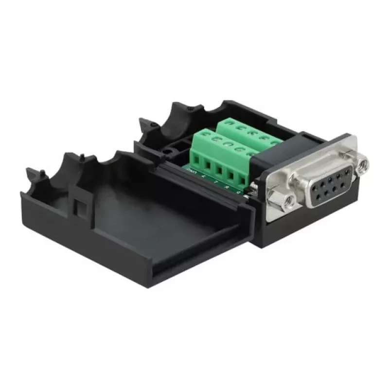 Johdonliitin DeLOCK 66265 Sub-D 9 10-napainen riviliitin musta