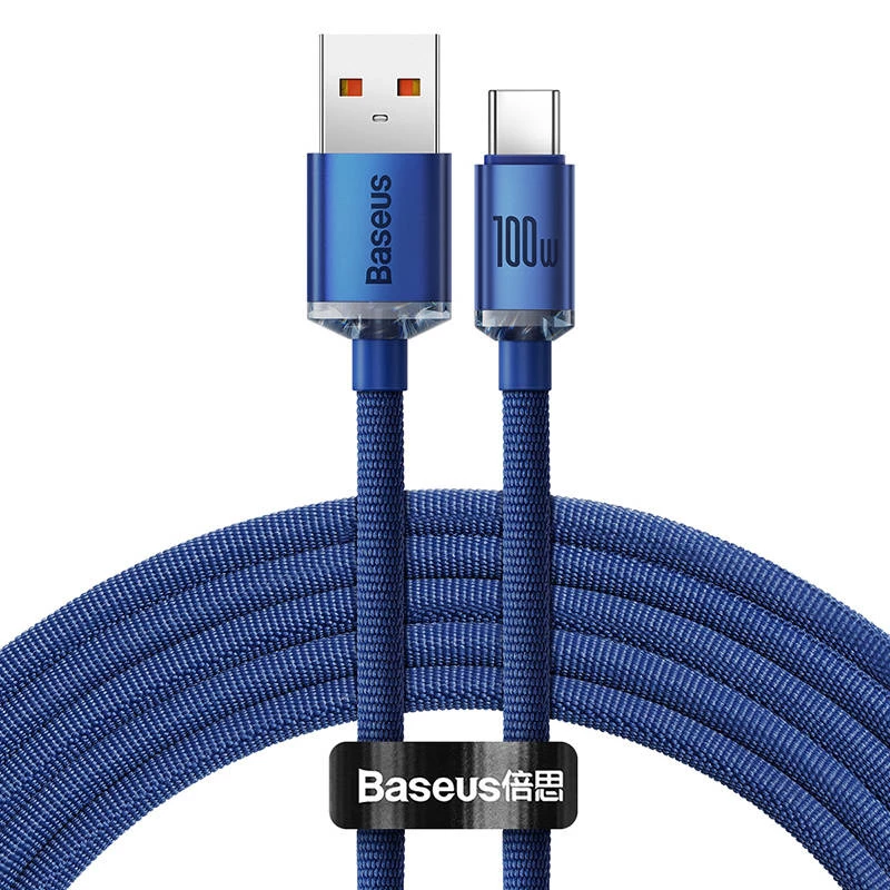Baseus Crystal Shine kaapeli USB-USB-C, 100W, 2m (sininen)