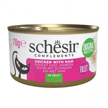 Märkäruoka kissoille Agras Pet Foods SCHESIR kana kinkulla hyytelössä, 70 g, 12 % proteiini, 86 % kosteus