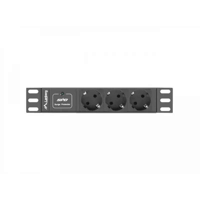 Lanberg PDU-03F-0200-BK virranjakoyksikkö (PDU) 1U musta 3 AC-lähtöä (PDU-03E-0200-IEC-BK)