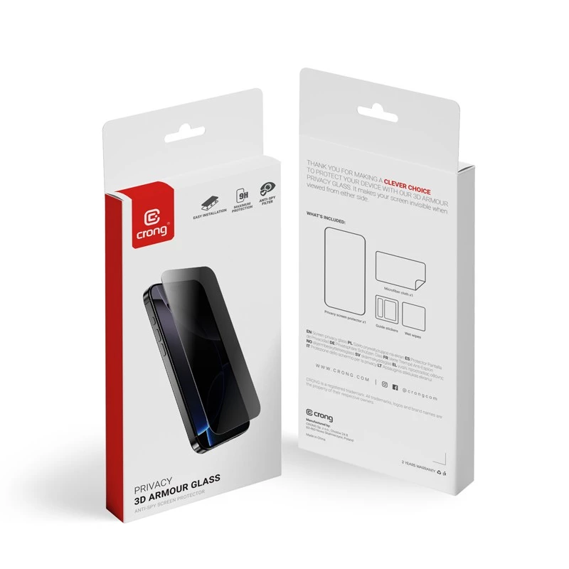 Crong 3D Armour Glass Privacy karkaistu lasinen näytönsuoja, Apple iPhone Air