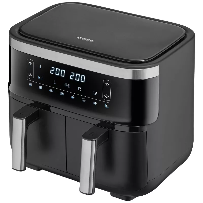 Severin FR 2453 Double -kiertoilmakypsennin 3,25 L 2850 W musta hopea
