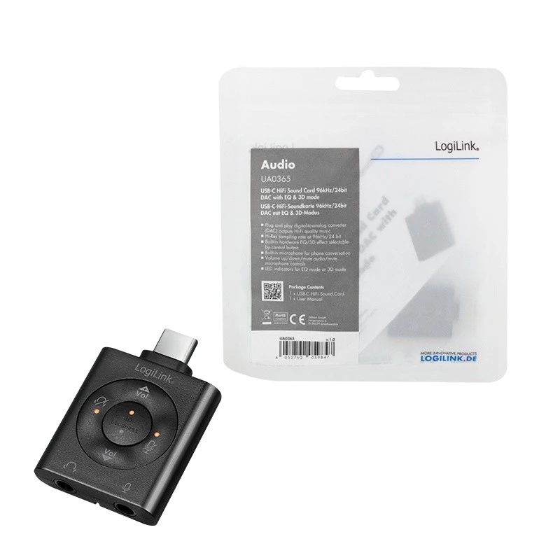 USB3.2-audioadapteri USB-C/uros 2x 3,5 mm naaras 7.1