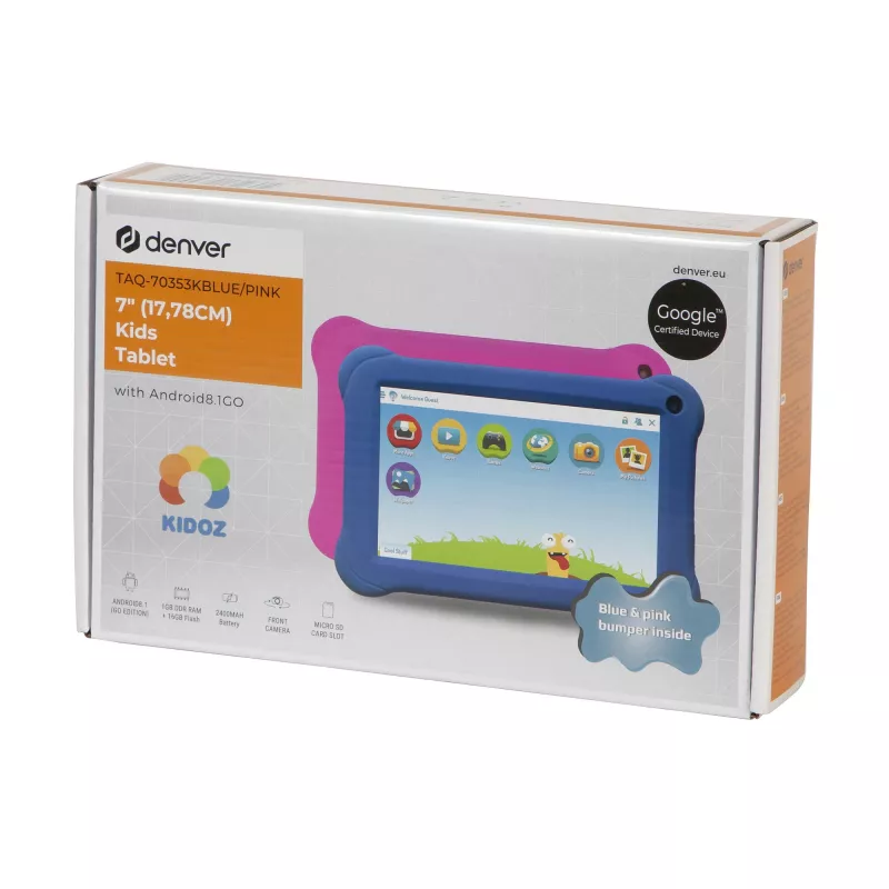 Denver TAQ-70353K 7 tuuman 1,2 GHz 1 Gt RAM 16 Gt tabletti, sininen/pinkki