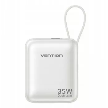 Vention FHEN0 power bank, 10000 mAh, 35 W, sisäänrakennettu USB-C-kaapeli, beige
