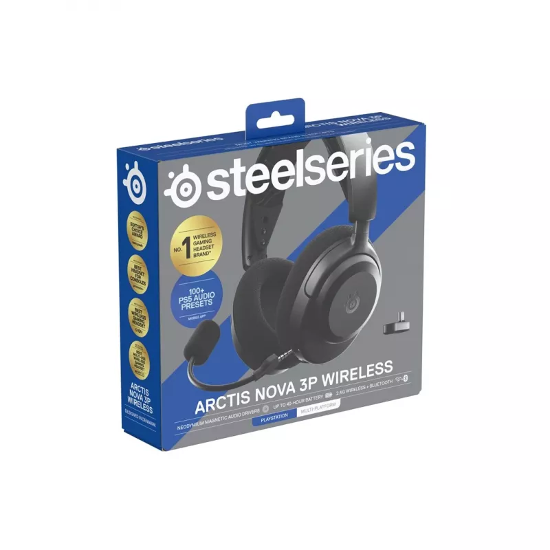 SteelSeries Arctis Nova 3P Wireless langaton pelikuulokemikrofoni, Bluetooth/2,4 GHz, musta