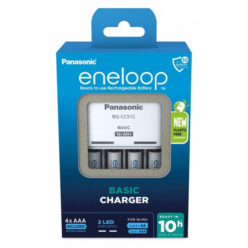 Paristolaturi PANASONIC Eneloop Basic BQ-CC51 + 4x AAA 800 mAh (K-KJ51MCD04E)