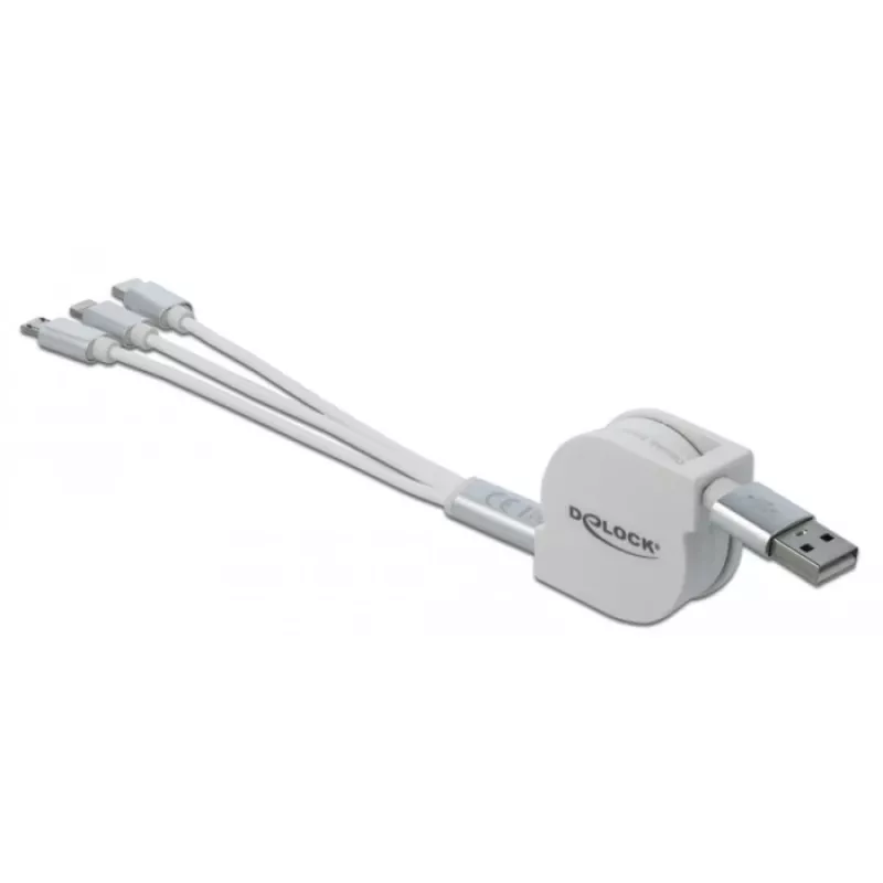 USB-kaapeli DeLOCK 85850 0,98 m USB 2.0 USB A USB C/Micro-USB B/Lightning