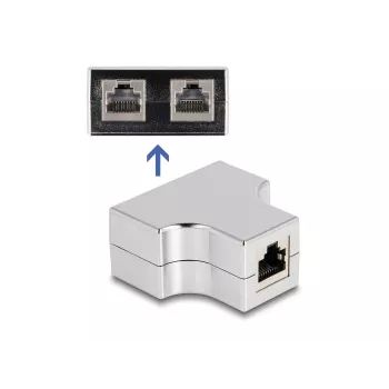 DeLOCK RJ45 jakaja T-adapteri 1 x RJ45 naaras - 2 x RJ45 naaras Cat.5e STP