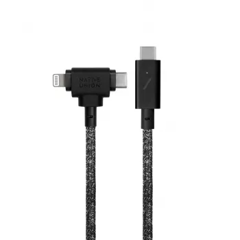 Lataus- ja datakaapeli native union Belt Cable Duo Pro, USB-C–USB-C ja Lightning, musta