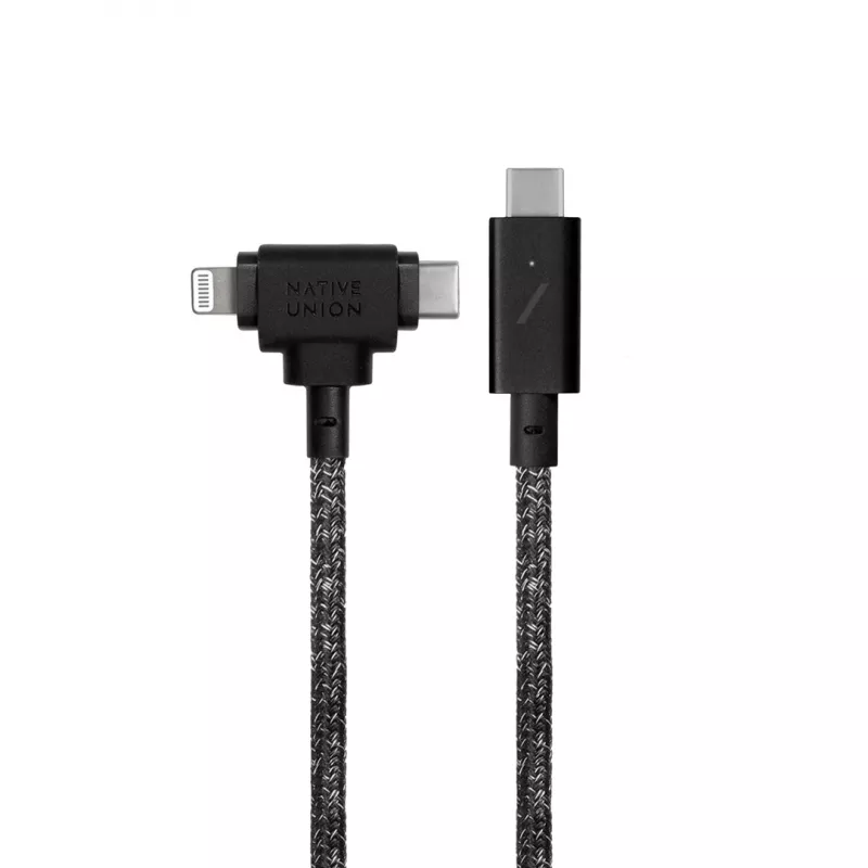 Lataus- ja datakaapeli native union Belt Cable Duo Pro, USB-C–USB-C ja Lightning, musta
