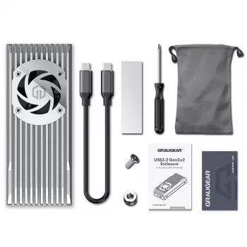 GrauGear ulkoinen kotelo M.2 NVMe tuulettimella 20Gbit - asemakotelo - kotelo (G-M206-20G-F)