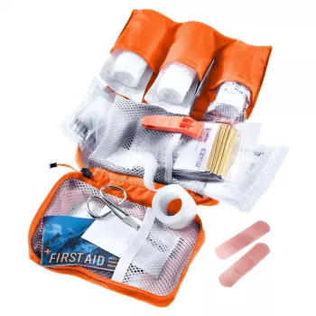 Deuter First Aid Kit matkaensiapupakkaus — kompakti vetoketjupussi 180×60×120 mm, oranssi