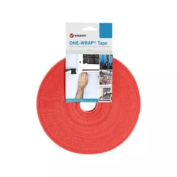 Velcro One Wrap Tape kaapelinsidonta — Velcro, malli 25.16.6043; polypropeeni, 25 000 mm × 13 mm, punainen, 1 kpl