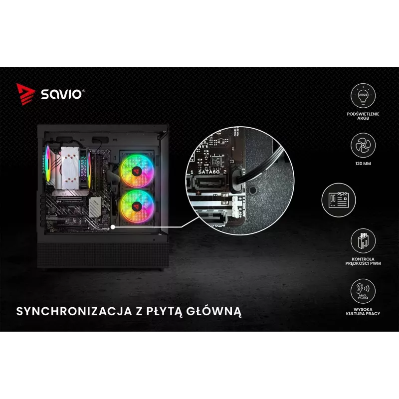 SAVIO Blast 120mm ARGB PWM kotelotuuletin - musta