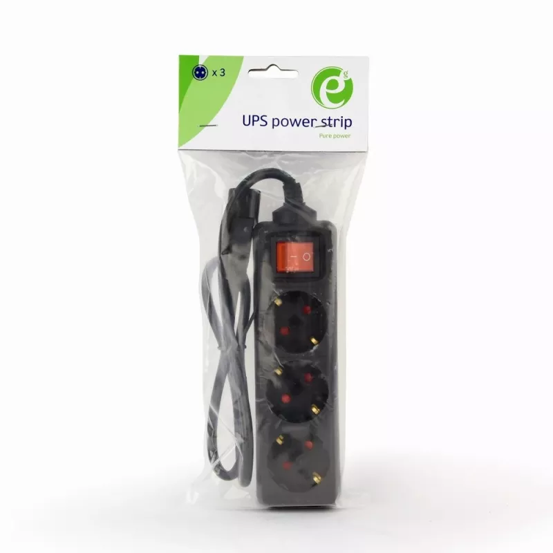 Gembird EG-PSU3-01 jatkojohto 0,6 m 3 AC-lähtöä sisäkäyttöön musta