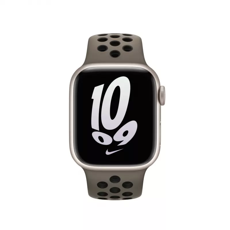 Ranneke Apple Smartwatch, 41 mm oliivinharmaa/musta Nike Sport Band, fluoroelastomeeri, ranne 130–200 mm