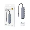 USB-C-keskitin Cudy UH500 — USB 3.2 Gen 1 Type-C-isäntä, 6 liitäntää USB 3.2 Gen 1 Type-A ja HDMI, 5000 Mbit/s, harmaa/hopea