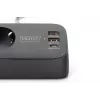 Jatkojohto DIGITUS 3-osainen 2×USB-A & 1×USB-C, 3 AC-pistorasiaa tyyppi E/F, 1,5 m kaapeli, musta